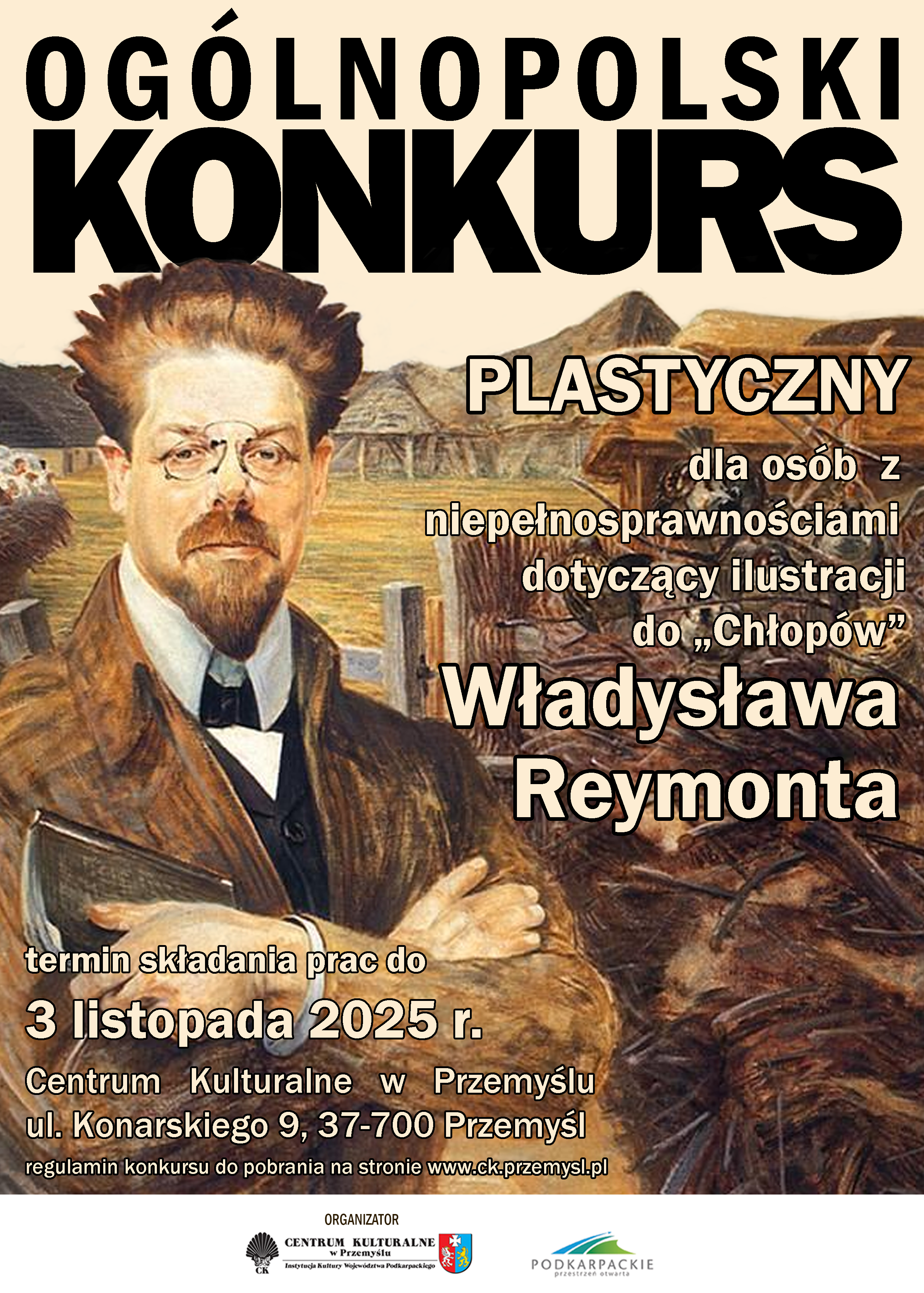 Ogólnopolski Konkurs Plastyczny dla osób z niepełnosprawnościami dotyczący ilustracji do „Chłopów” Władysława Reymonta