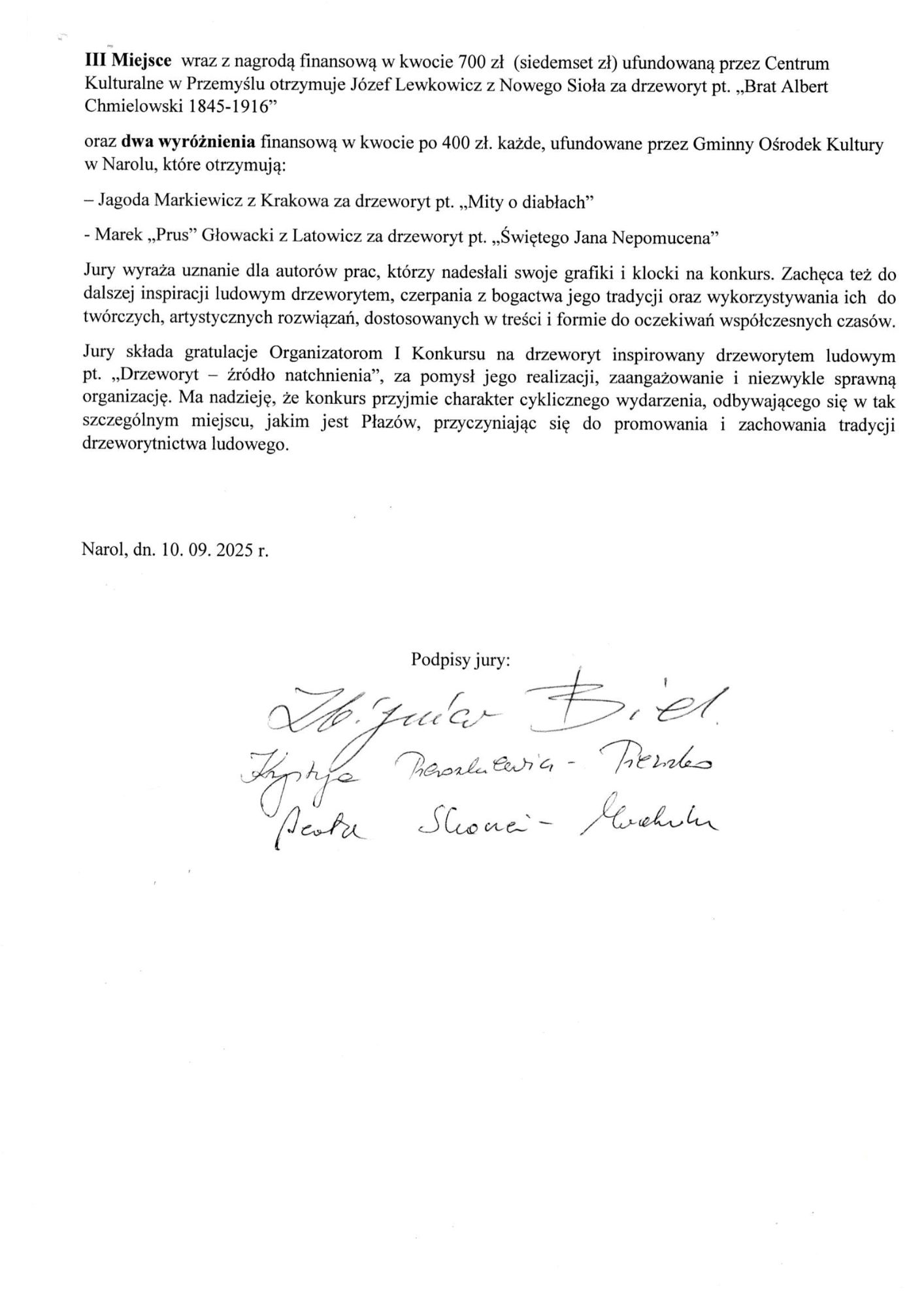protokół z posiedzenia jury